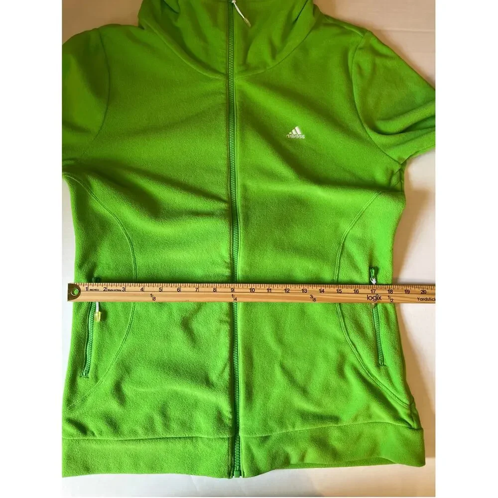 Adidas Fleece Sweater Full Zip Large Lime Green Long‎ Sleeve